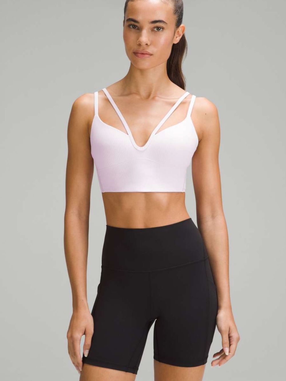 LULULEMON Like a Cloud Strappy Longline Ribbed Bra *Light Support Light Purple 4